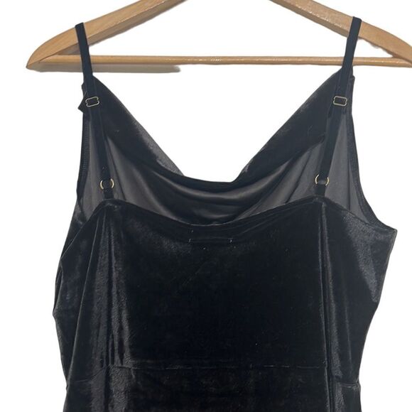 Joyfolie Dress Size XL Velvet Velour Charcoal Handkerchief Neck Cinched Side NEW - Picture 5 of 10